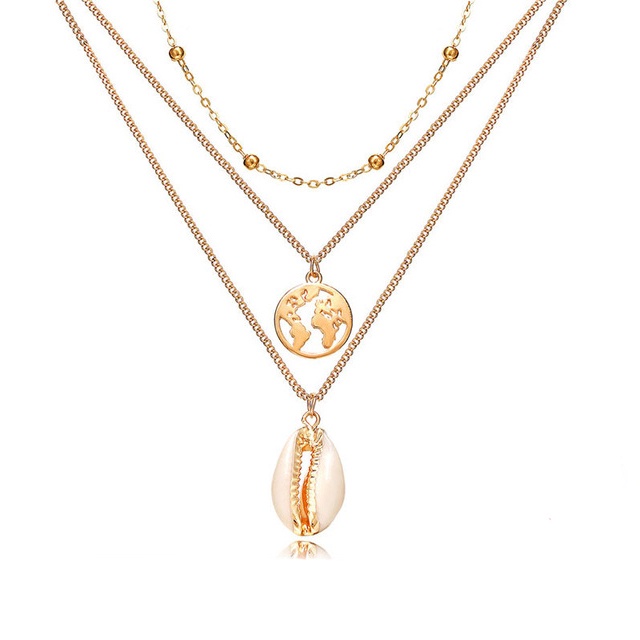 17KM Multi-layer Necklace Bohemian Chain Shell Horn Scallop-1#