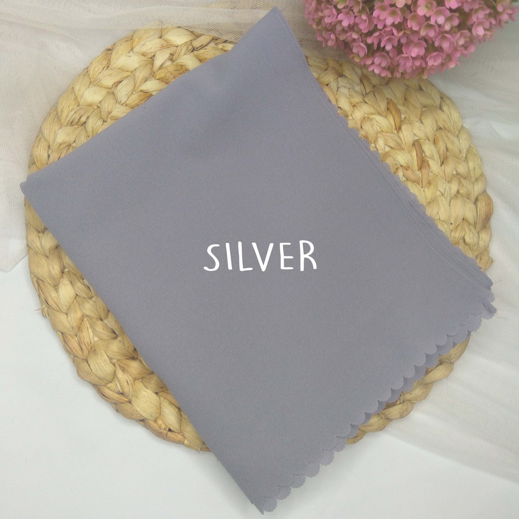 HIJAB/JILBAB PASHMINA DIAMOND 175 x 75  LASERCUT + JAHIT TEPI KECIL-SILVER