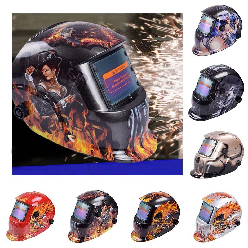 Helm Las Otomatis Auto Darkening Welding Helmet - HW-012 - Black/Blue