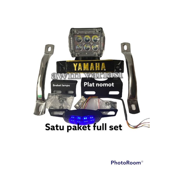 Paket Bandung Style Lampu 6 LED 3 Senja / Lampu Stop Rx-King Mini / Kumisan Yamaha / behel samping Rx-king Full Set