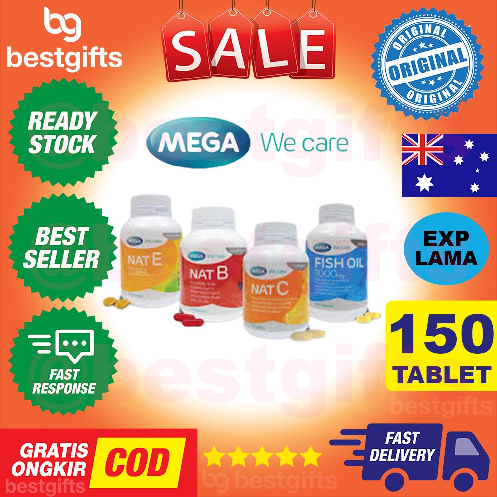 MEGA WE CARE NAT C VITAMIN VIT C 1000 MG KEKEBALAN DAYA TAHAN IMUN TUBUH AMAN DI LAMBUNG 150 TABLET