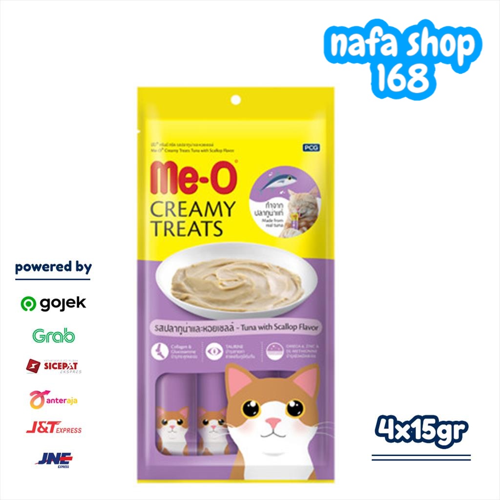 Meo Creamy Treats Snack Kucing Tuna With Scallop Flavor 4x15gr