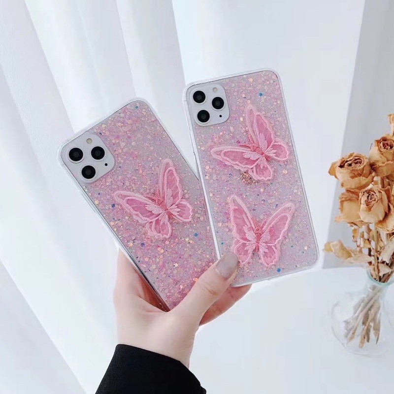 Butterfly Full Glitter Case Iphone 12 11 Pro Max Oppo a15 Reno 2 3 4 4f 5 Pro Samsung s21 S21 Ultra