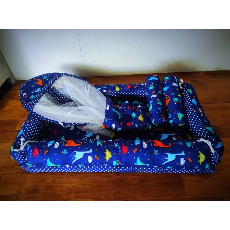 Kasur Bayi Kolam Kulambu Tenda Motif Dino Navy