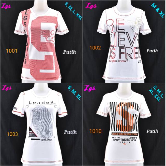 Kaos Oblong Wanita Lgs Ukuran M Lengan Pendek