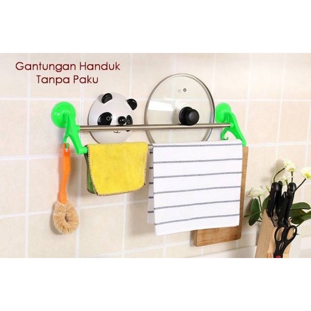 Gantungan Handuk Baju Kamar Mandi Tempel Vacuum Dinding Hanger Suction