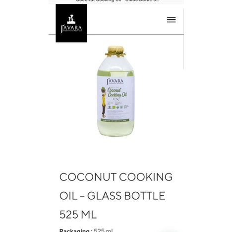 

COCONUT COOKING OIL – GLASS BOTTLE 275 ML