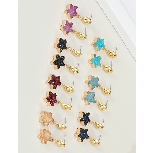 LRC Anting Tusuk Fashion Resin Five-pointed Star Alloy K8018