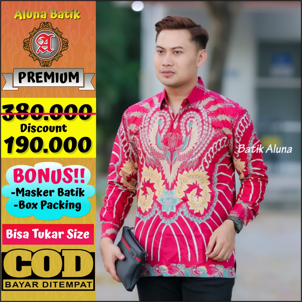 Batik Pria Kemeja Batik Baju Batik Pria Lengan Panjang Premium Pabrik Batik Aluna PCW 119