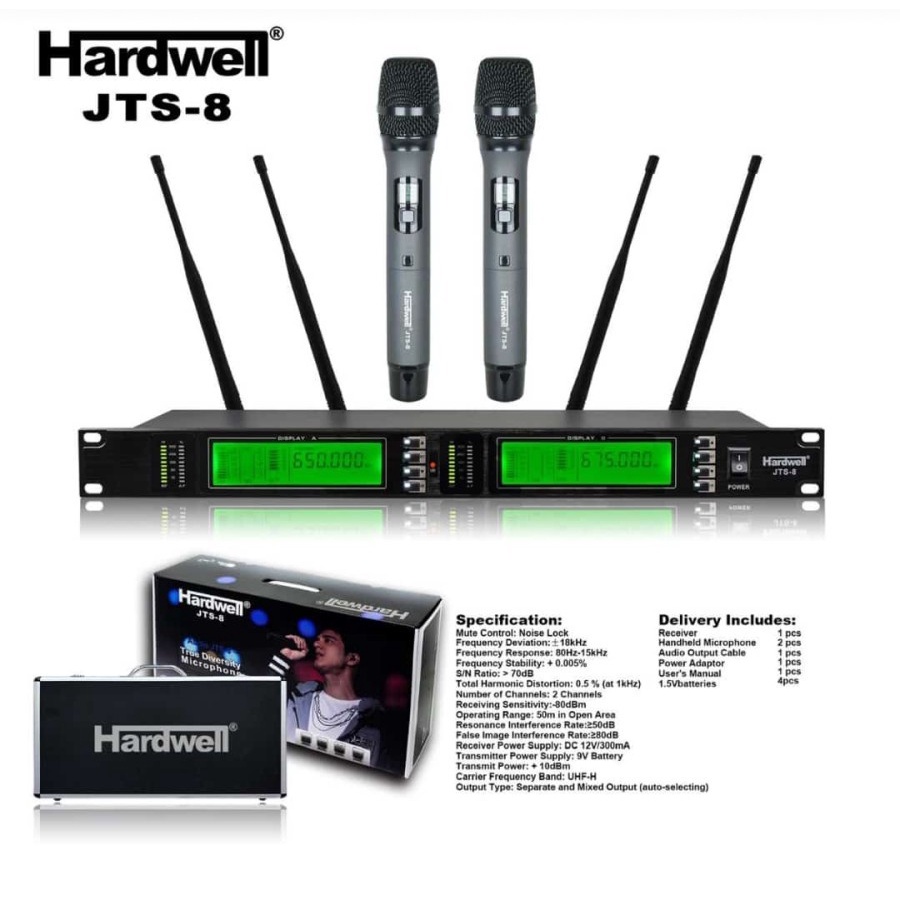 Mic Wireless Hardwell JTS 8 JTS8 JTS-8 Dual Handle Murah