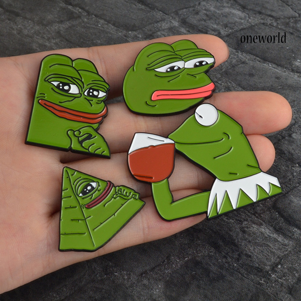 OW@ Funny Pepe The Frog Cartoon Enamel Brooch Pin Jewelry Badge Clothes Accessories