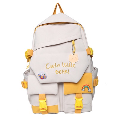 Mismi Cecile Bag - Tas Ransel Wanita Korea Cute Backpack Anak Sekolah Perempuan Stylish kualitas Import - 14C-Cream