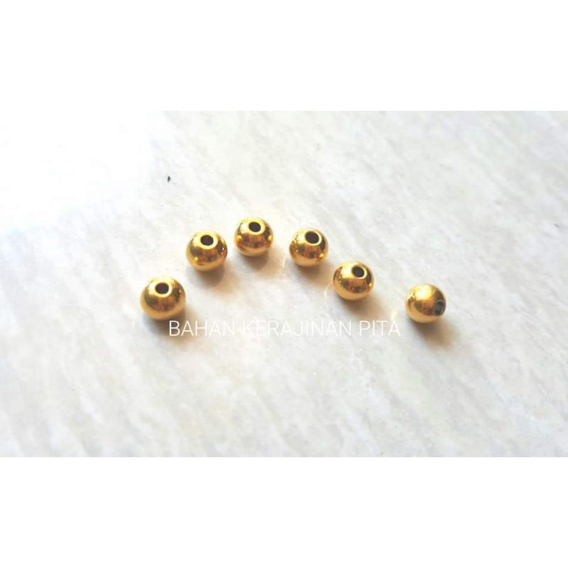 Stainless beads 4mm gold anti karat mote manik bulat emas