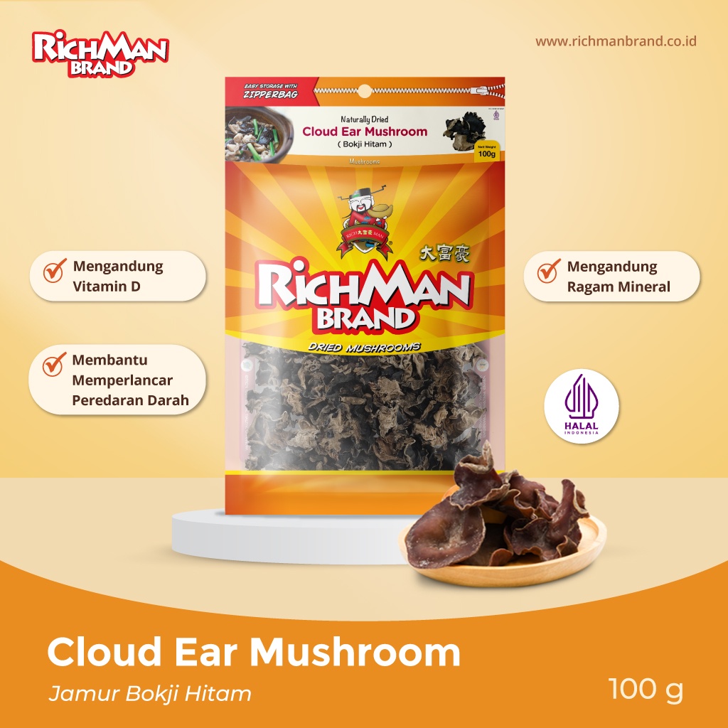

RichMan Brand Cloud Ear Mushroom (Jamur Bokji Hitam) 100 gr