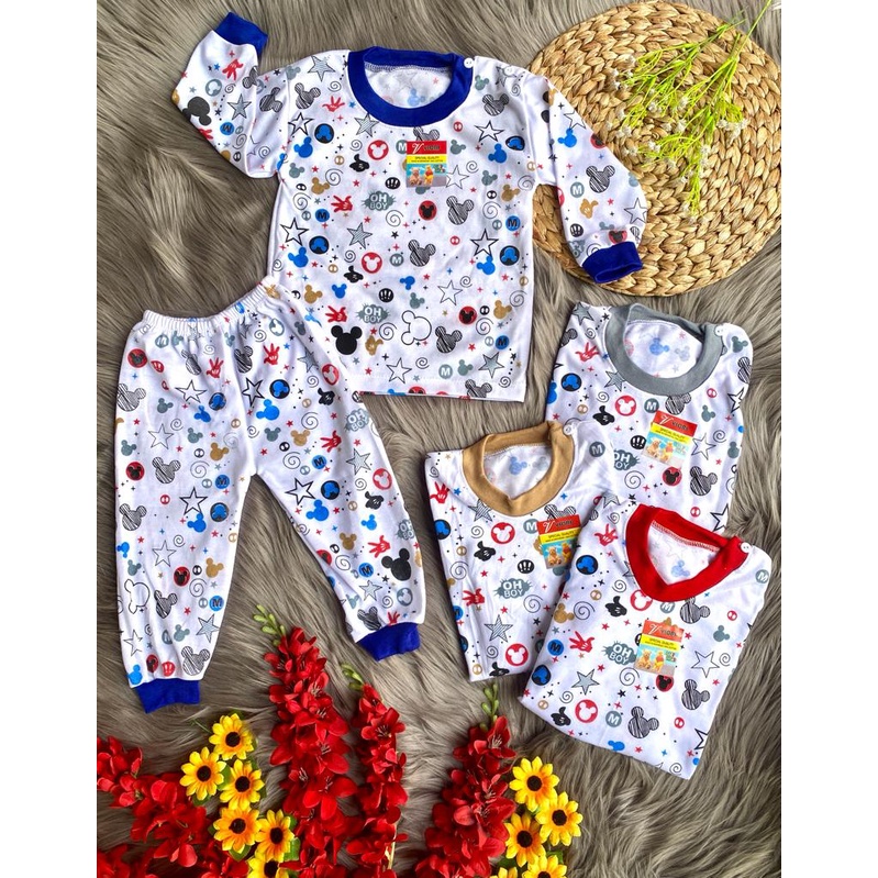 stelan baju bayi laki laki perempuan murah lucu motif mickey ohboy 3-18 bulan (ONE SIZE)