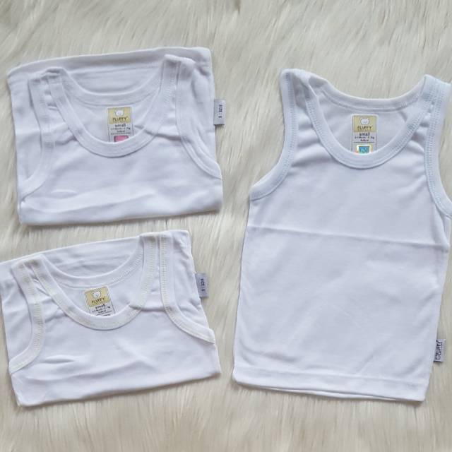 Singlet Dalam Anak 1-3T Putih Warna FLUFFY