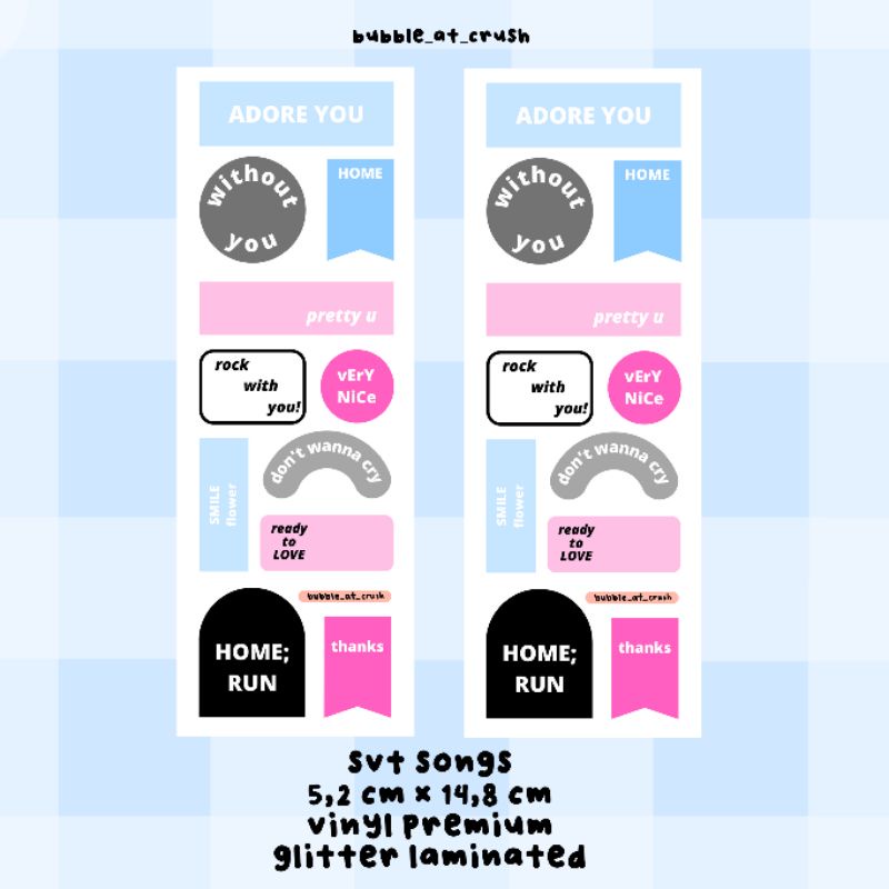 

(bubble_at_crush) svt songs stickers sheet kiss cut