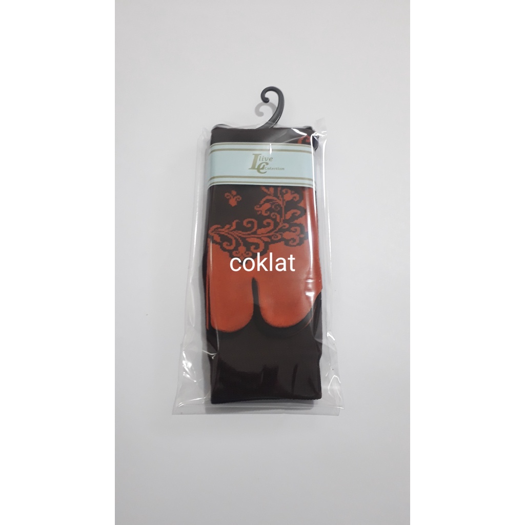 kaos kaki jempol motif wanita muslimah /bunga akar-coklat