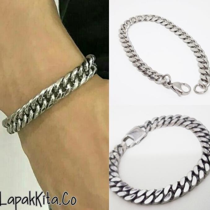 Gelang Pria Rantai / Gelang Rantai Pria / Gelang Rantai Baja Putih Kode 463