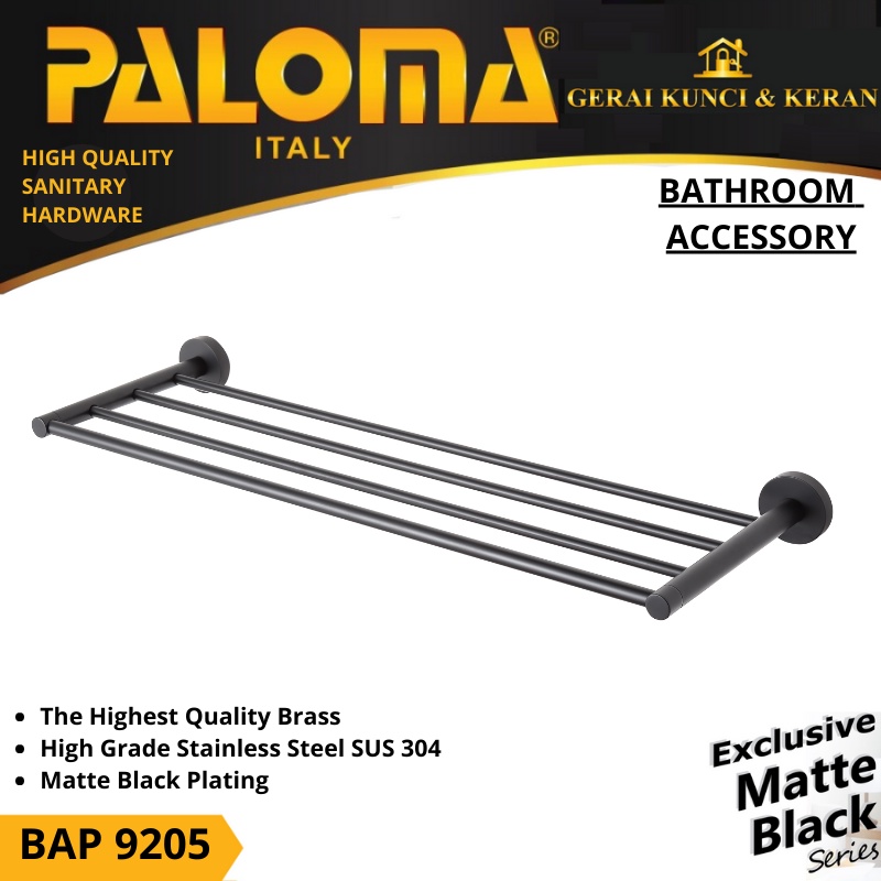 PALOMA BAP 9205 Rak Handuk Baju Gantungan Hanger Dinding Kamar Mandi Hitam Black