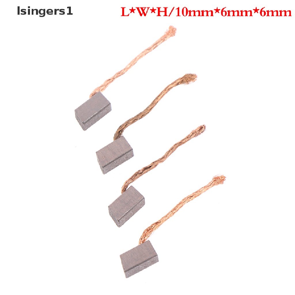 (lsingers1) 4pcs / Set Sikat Karbon Power Tool Elektrik Ukuran 6x6 X 10mm