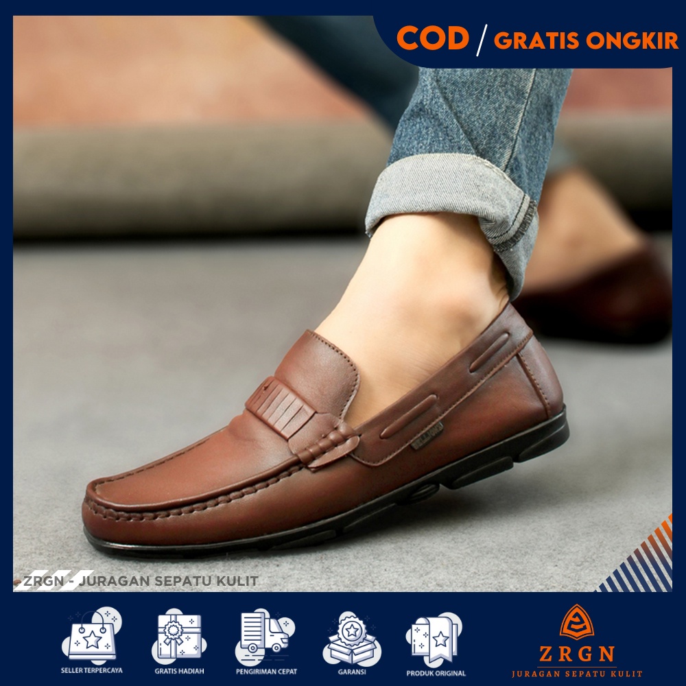 ZRGN x JASOE - Sepatu Pantofel Slip On Pria Formal Kerja Kantor - Sepatu Kulit Asli Pria Pansus Pasp
