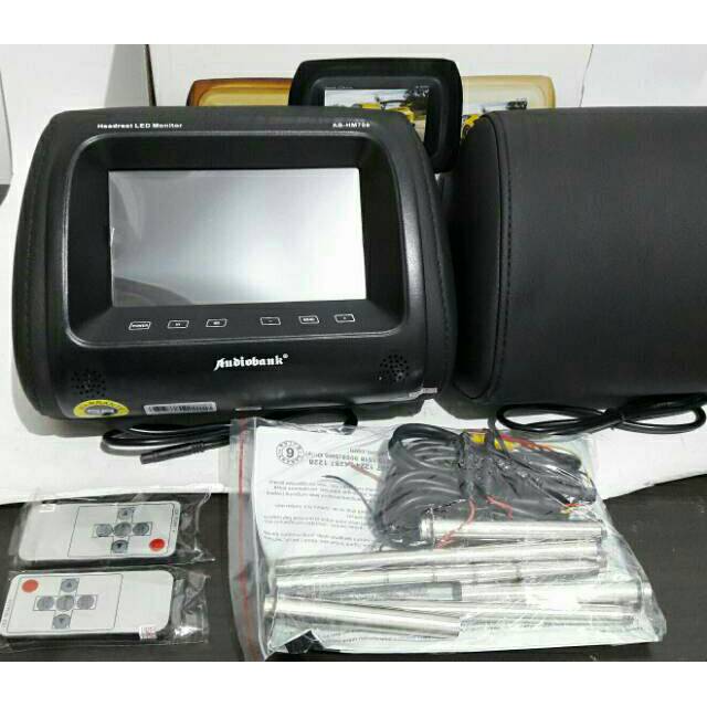 Headrest Monitor TV Mobil 6.5" Audiobank AB HM709 - Sandaran Kepala Hitam Beige Mocha 6,5 inch
