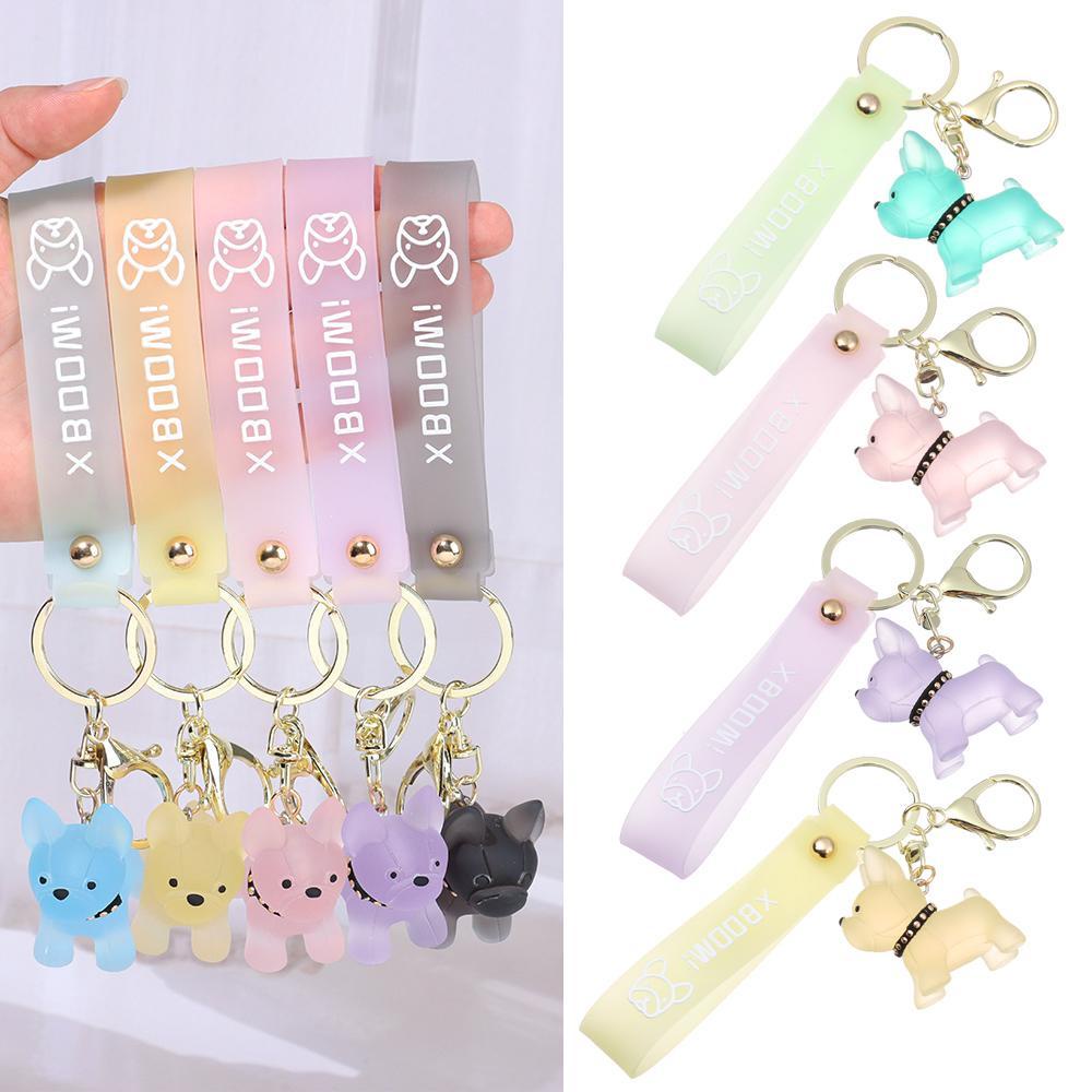 Wonder Kristal Buldog Anjing Gantungan Kunci Lucu Fashion Portable Mobil Key Holder Tahan Air Warna-Warni French Bulldog Pendant