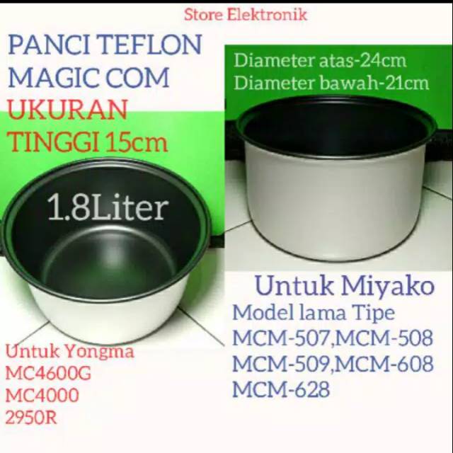 Panci Teflon Magic Com Rice Cooker Cosmo Miyako 1.8 Liter original