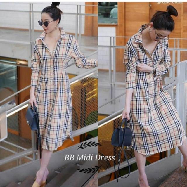 Mach@new #108 BB Midi Dress WHITE Bahan katun motif asli LD 100cm pjg 95cm