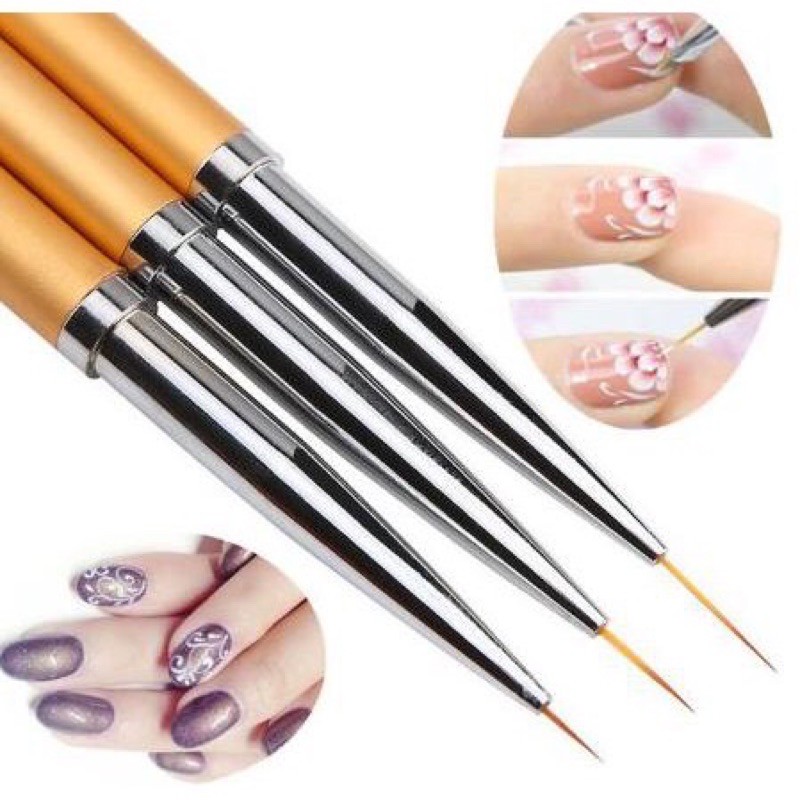 Detail 3 pcs detailed brush liner nailart nail painting kuas garis tipis