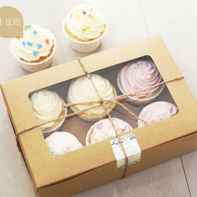 

Box Cupcake Isi 6 Cupcake Samson Coklat Hadiah Sovenir Berkelas - Putih