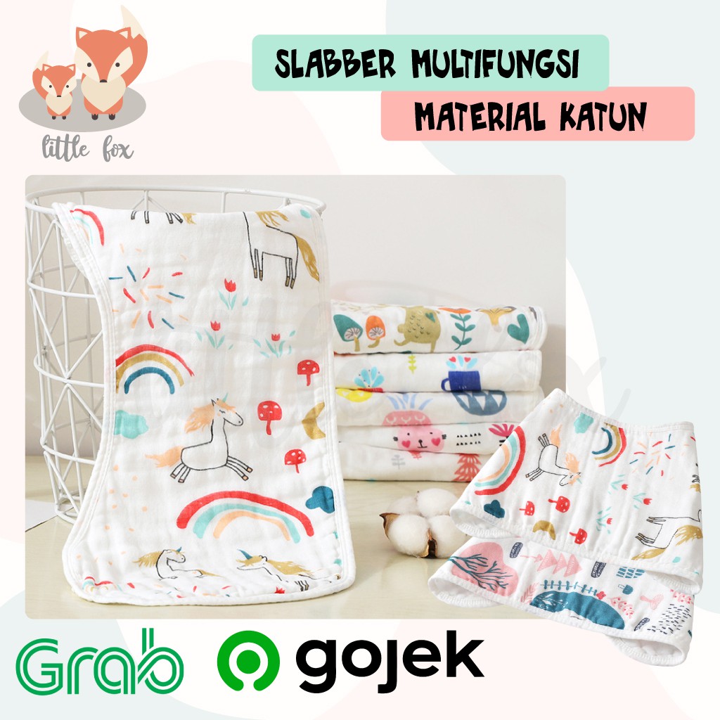 Multifungsi Tadah Iler / Bib Baby / Celemek Makan Bayi Material Katun 100%