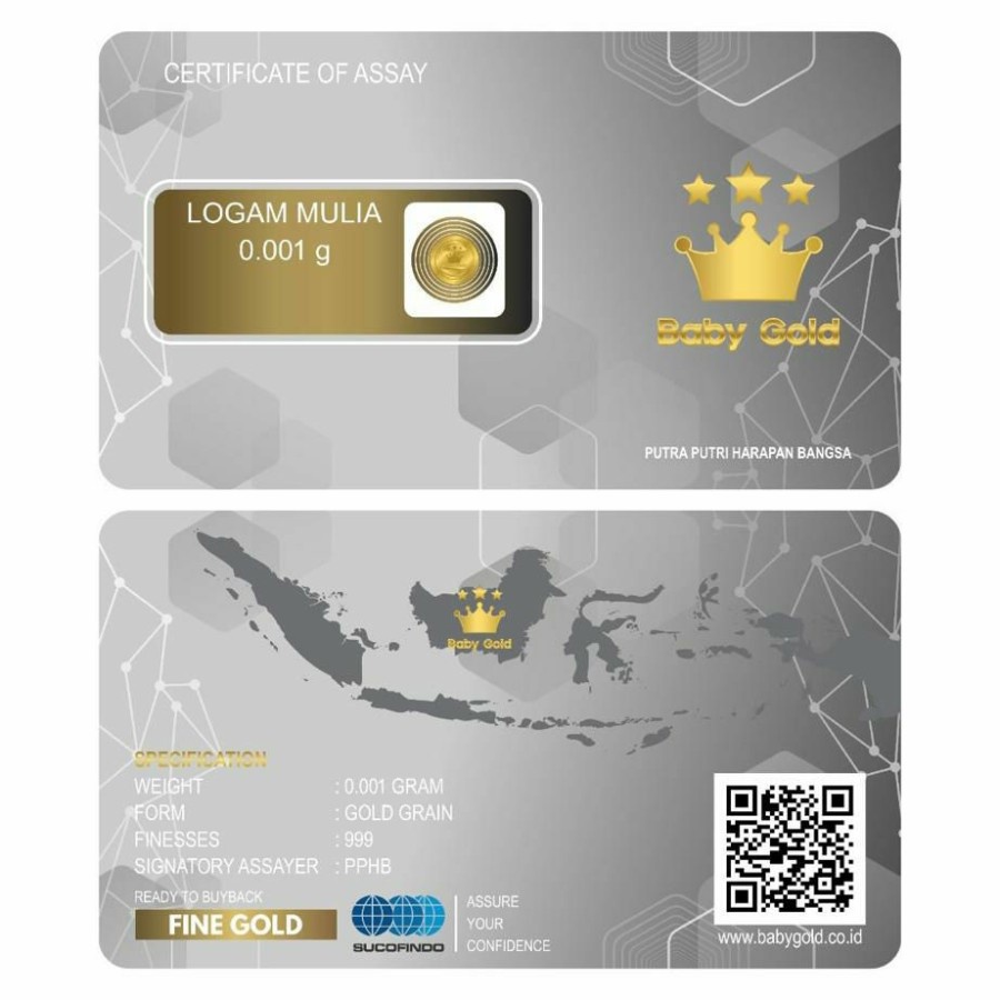 Microgram/Baby Gold 0,001 Gram Emas Mini Logam Mulia 24 Karat Jaminan Asli