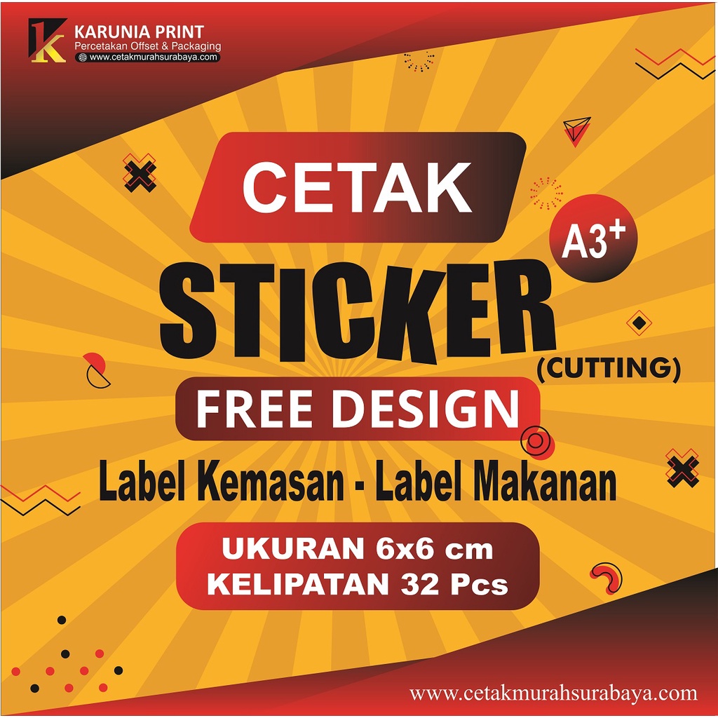 

Print Cetak Sticker Label Stiker Chromo A3+ Cutting Grosir Murah 6 cm