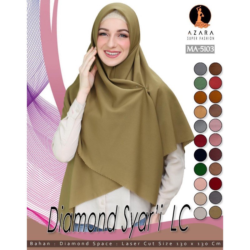 Hijab DIAMOND SYAR'I AZARA LC | SegiEmpat IMPORT SYAR'I JUMBO POLOS UKURAN 130 X 130 CM