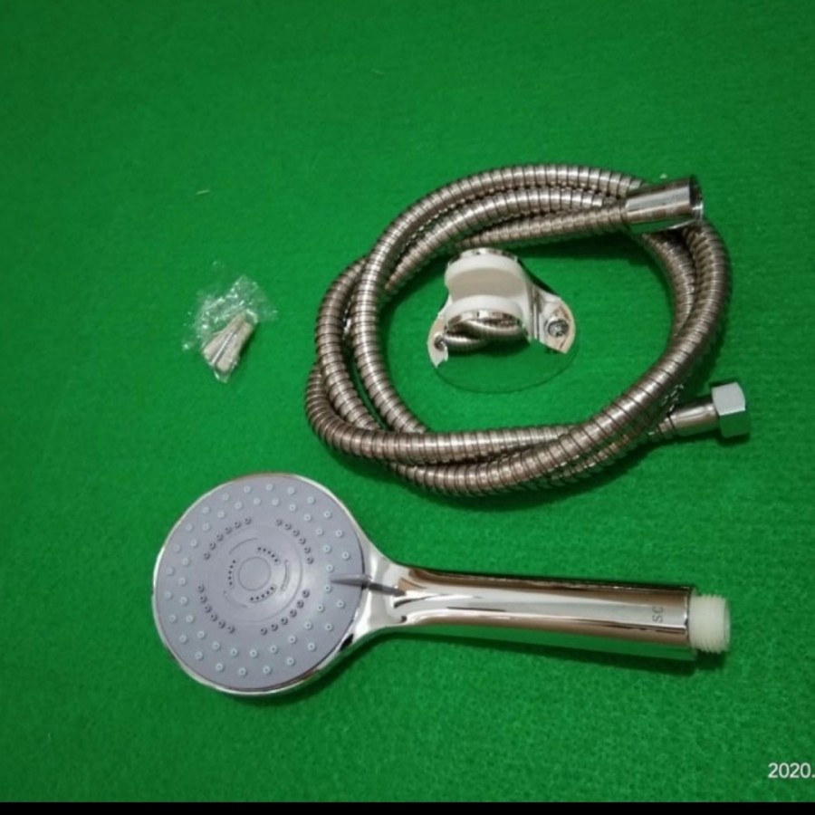 Set Hand shower C Shower Mandi warna crome Premium Quality - Solvex