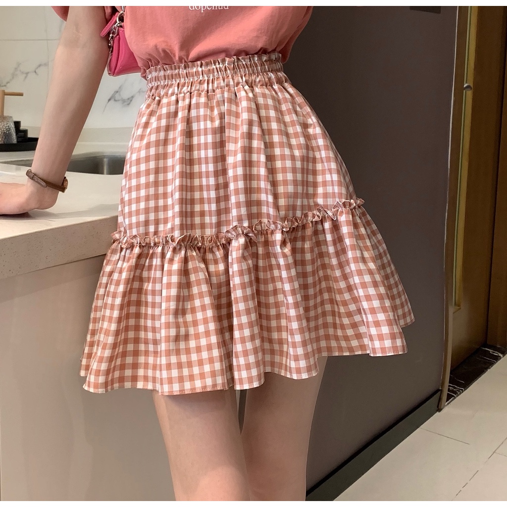 【SALE】Korean Ruffle Pleated Square Mini Skirt Rok Mini Motif Kotak Kotak Rempel 1322 (XS-XL)