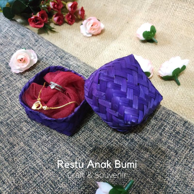 Promo Besek Bambu Tempat Cincin 6cm|Wadah Kalung|Kotak Cincin|Emas|Perak|Mahar|Nikah|Unik| perhiasan