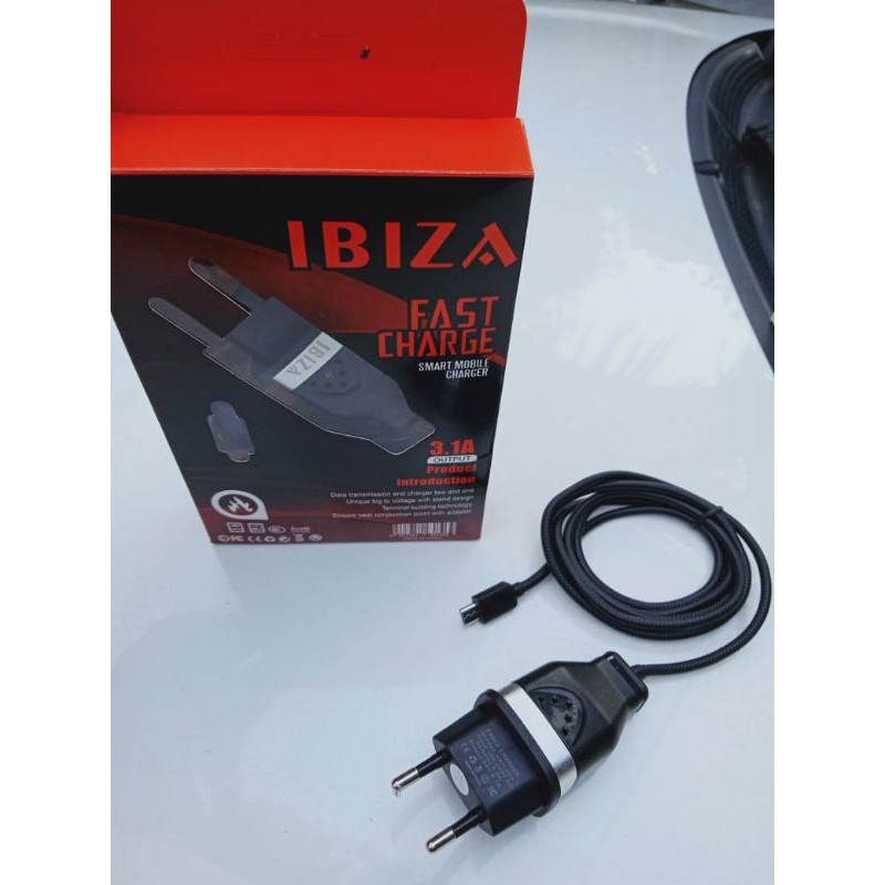 CHARGER IBIZA fast Charger (3.1A) kabel sterika langsung 1.5 meter MICRO USB FC