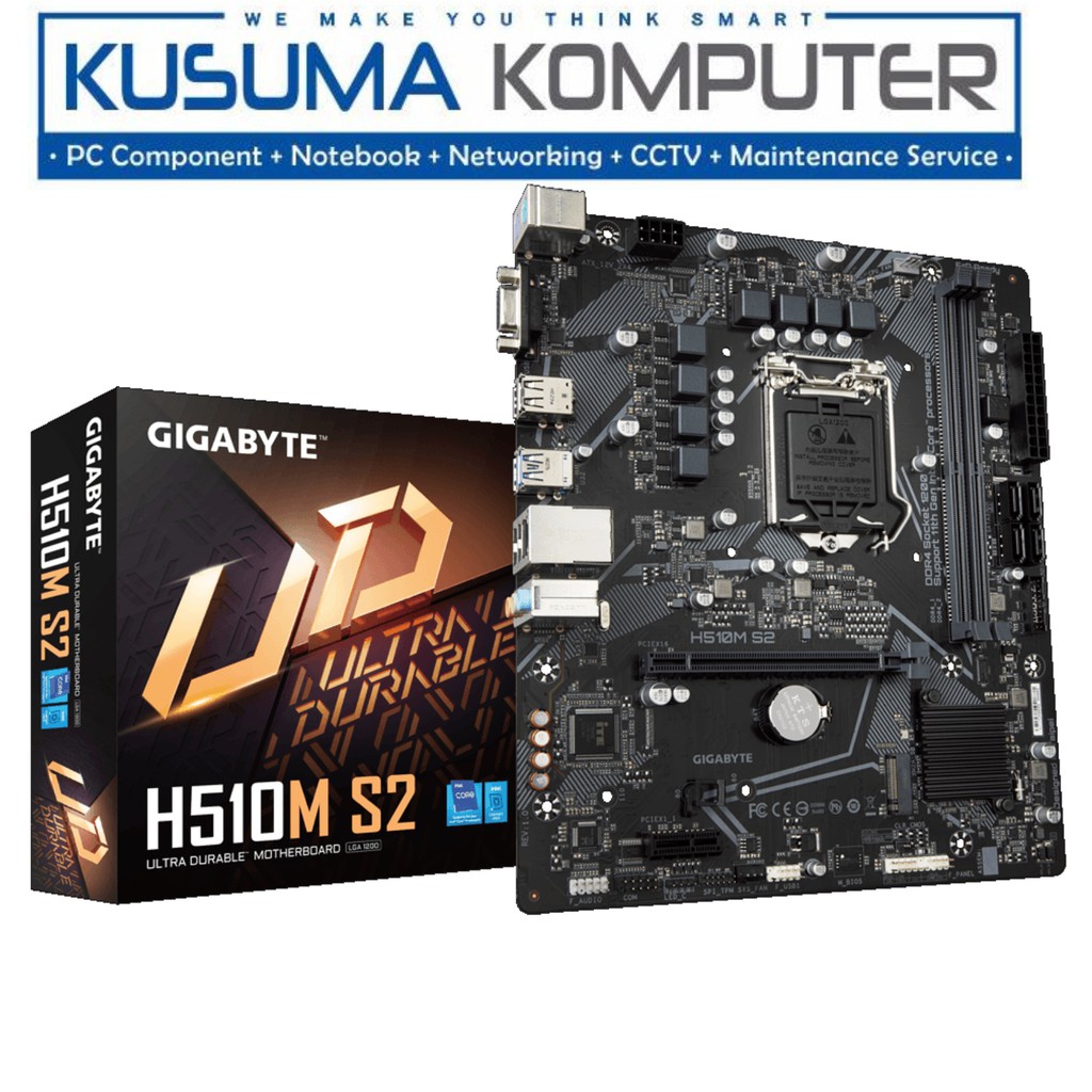 Gigabyte Motherboard H510M S2, M.2 NVMe , LGA 1200, DDR4, 2 DIMMs