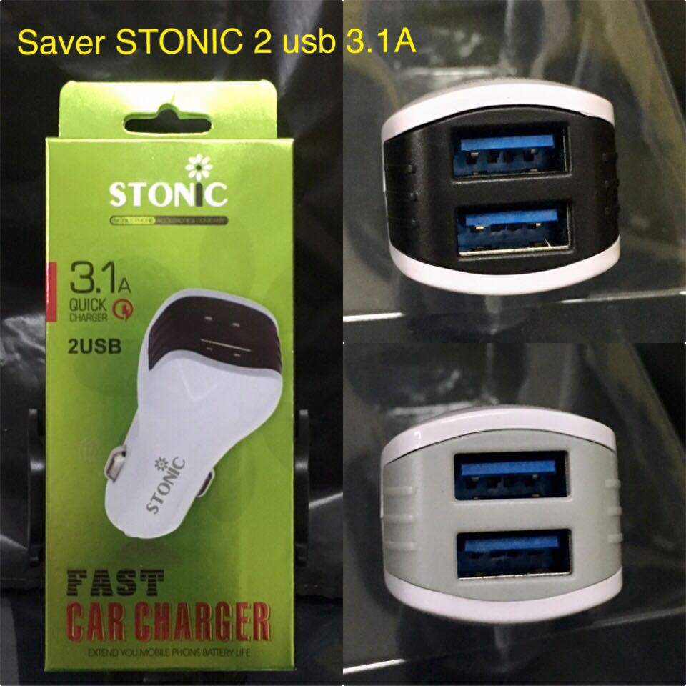 Fast Car Charger 3.1A 2 Usb Charger Mobil Universal Samsung Iphone Oppo Vivo Xiaomi Realme Saver Stonic