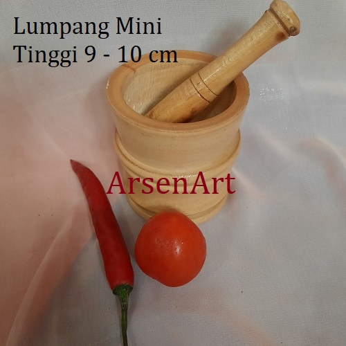 Alat Penumbuk Jamu, Bumbu dan Obat Lumpang Kayu Mini Tinggi 12 cm