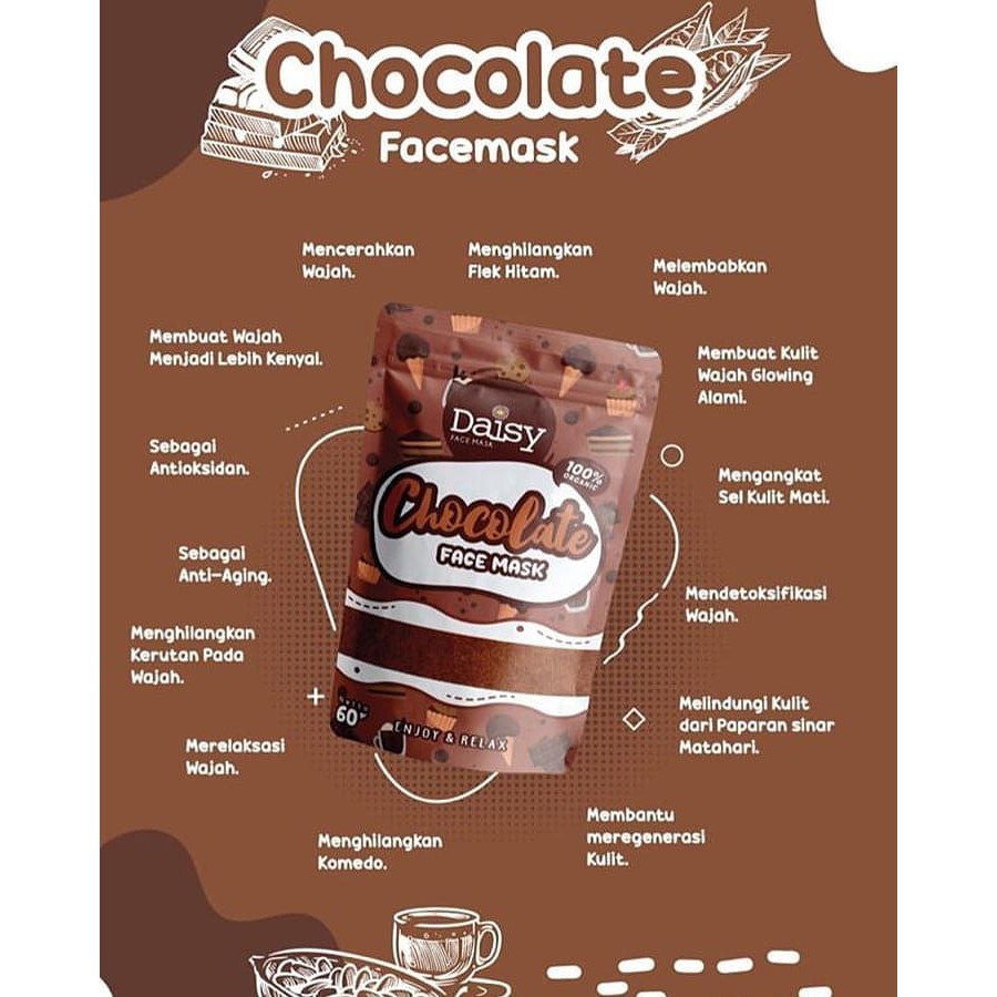 [FREE GIFT] Masker Organik Chocolate Facemask by Daisy Organic (Packaging ziplock)