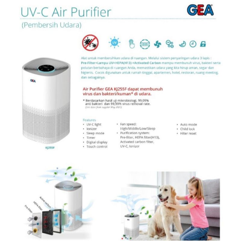 AIR PURIFIER GEA KJ255F CAKUPAN 30 M2