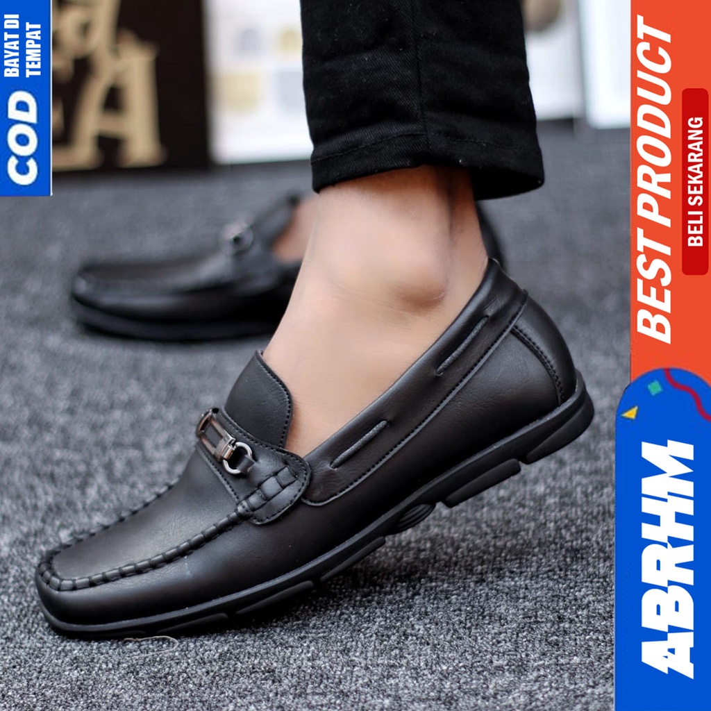 Sepatu Formal Kerja Pantofel Casual Hitam Pria Abrhm Tobi