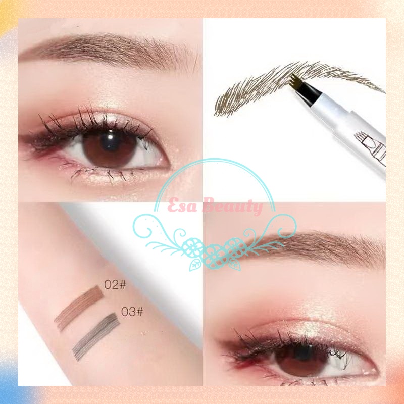 COCO MAMA 4 Tips Pensil Alis Long Lasting Anti Air Eyebrow Pencil Tarik Benang Eyebrow Waterproof Untuk Sulam Cetakan Alis