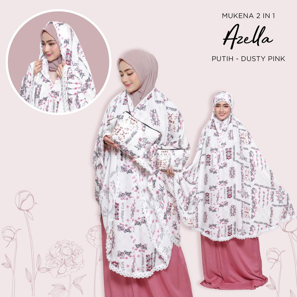 PUSAT MUKENA TASIK - MUKENA RAYON RENDA DEWASA MOTIF 2 IN 1 PONCO AZELLA RENDA IMPORT CANTIK