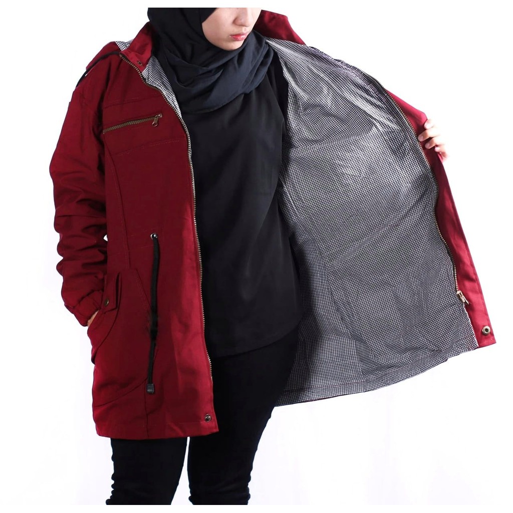 JAKET PARKA WANITA BIG SIZE BAGIAN HOODIE BISA DILEPAS DAN BOLAK BALIK-3