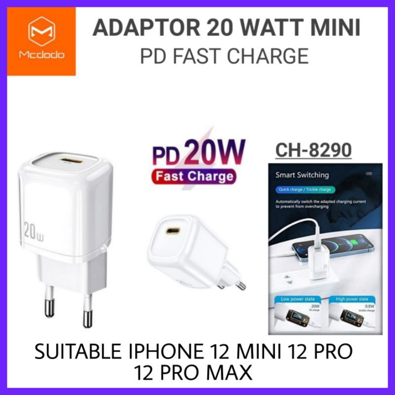 Mcdodo 20W Fast Charger Adaptor IP Series USB C Port Quick Charger